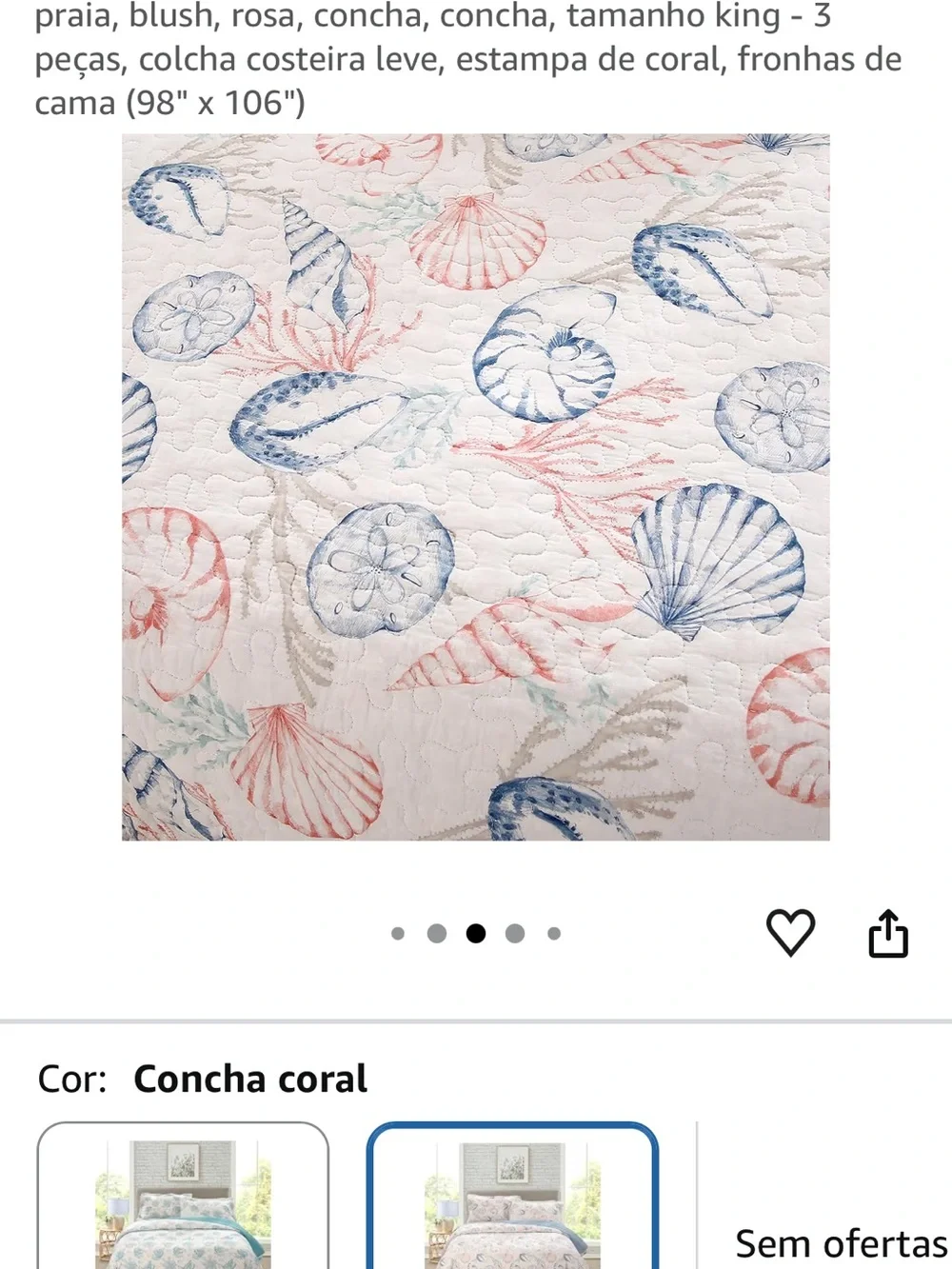 Coastal Shell Print Quilt Set in Blue and Pink - Abrand